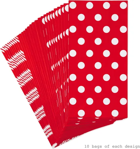 Miniatura 5 de Hallmark Bolsas rojas para obsequios de fiesta y golosinas envueltas, diseños variados