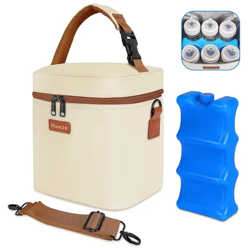 Miniatura 8 de Bolsa de refrigeración de leche materna Mancro con capacidad para 6 biberones de hasta 9 onzas, bolsa térmica para biberones con paquete de hielo