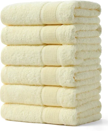 Miniatura 14 de Aibaser Toallas de baño, 27 x 54 pulgadas, naturales, ultra absorbentes, para baño, viajes, gimnasio, ducha y spa (juego de 6 piezas) (azul)