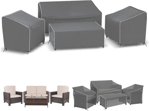 Miniatura 7 de Gasadar Funda para muebles de patio, fundas impermeables para muebles de exterior, sofá biplaza, silla y mesa auxiliar, beige y marrón