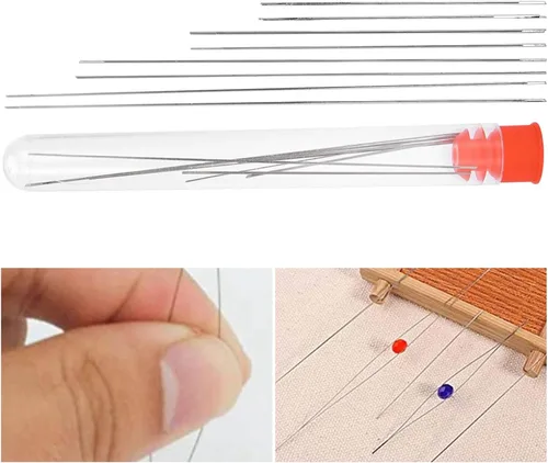 Miniatura 6 de 8 agujas de cuentas, collar de apertura media, roscado de herrero, agujas de semillas finas para rebordear, herramientas de bordado de costura, 8 uds