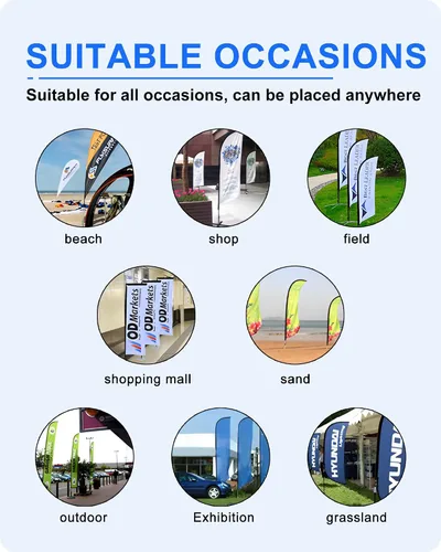 Miniatura 7 de Banderas de plumas publicitarias personalizadas para negocios al aire libre, logotipo personalizado y texto en la bandera abierta, carteles
