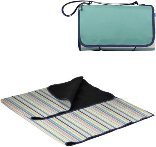 Miniatura 14 de PICNIC TIME Manta de picnic al aire libre, manta plegable de 59 x 51 pulgadas para playa y campamento con forro polar suave, parte inferior Azul