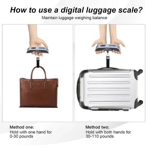 Miniatura 2 de Paquete de 2 básculas digitales de equipaje de viaje, báscula de equipaje portátil, báscula de equipaje para maletas, ideal para báscula de viaje
