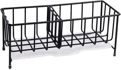 Cesta de drenaje de esponja Fregadero de cocina Soporte de esponja Fregadero Escurridor de platos Estante de secado Estante de almacenamiento de