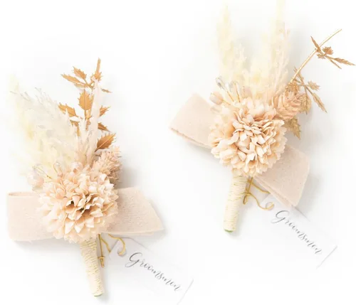Miniatura 7 de Ling's moment Boutonniere para hombres, 2 piezas de novios, padrinos de boda, flores artificiales para bodas, bailes, regreso a casa, etc. Azul Azul