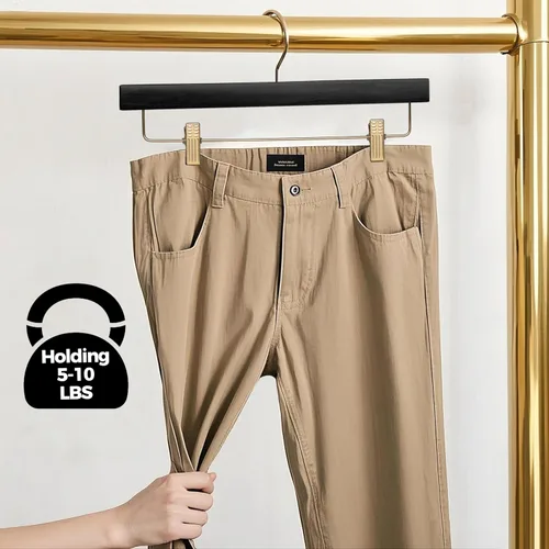 Miniatura 5 de Quality Hangers Perchas de madera negras para pantalones, paquete de 20 perchas giratorias para ropa, falda de madera de loto, pantalones, Negro