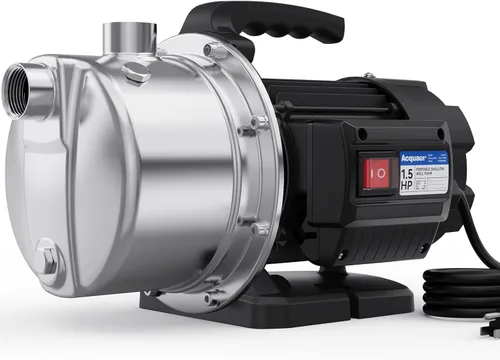 Miniatura 6 de Acquaer Bomba de Pozo Superficial Portátil de 1.2 HP para Jardín, de Acero Inoxidable, 1210 GPH, 115V, Bomba de Aspersor para Transferencia de Agua
