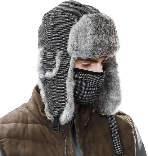 Miniatura 30 de Comhats Gran XL Trapper Trooper Caza Cálido Oído Solapa Rusia Ushanka Invierno Esquí Clima Frío Bombardero Sombreros para Hombres
