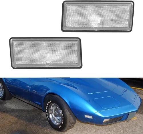 Miniatura 12 de Lente ahumada LED roja para Chevrolet Corvette C3 1974 1975 1976 1977 1978 1979 Luces de marcador lateral del parachoques delantero Lente ahumada