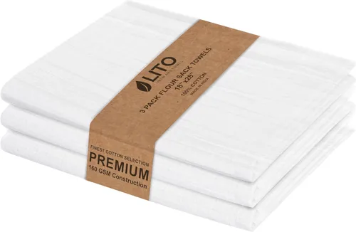 Miniatura 35 de Toallas de saco de harina Toalla de té para manualidades, plato de cocina, toalla de algodón en blanco para bordado, funda de lino para hornear
