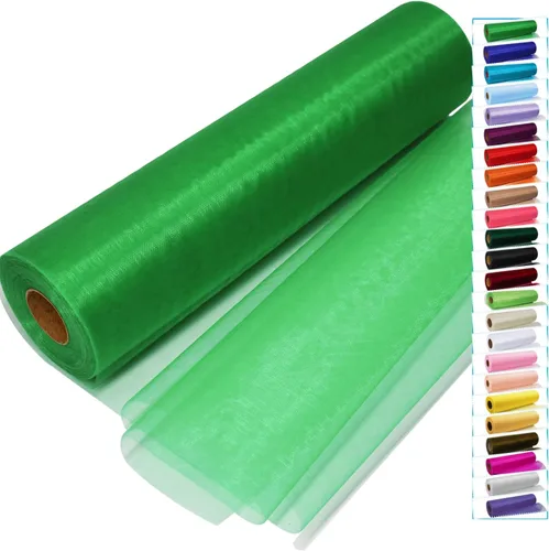 Miniatura 7 de Rollos de tela de tul negro con cristales y organza 12 pulgadas por 150 pies (45,72 m), tela transparente para manualidades, lazos de tutú