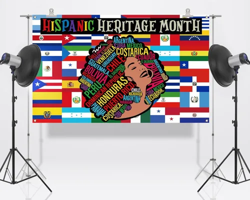 Miniatura 2 de Nepnuser Decoración del mes de la herencia hispana, telón de fondo para cabina de fotos, 21 países de habla española, cultura, escuela, aula