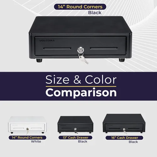 Miniatura 7 de Volcora Cajón de caja registradora para sistema de punto de venta (POS) con esquina redonda de 13 pulgadas, bandeja extraíble para monedas, 4 Negro