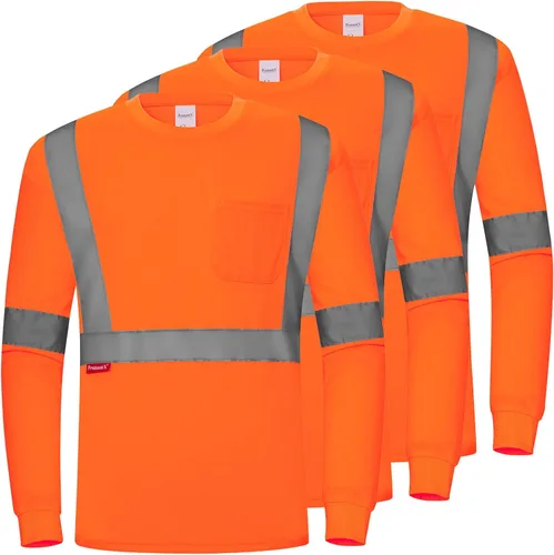 Miniatura 9 de ProtectX Camisas de manga larga de alta visibilidad, camiseta de seguridad reflectante de alta visibilidad para hombres y mujeres, camisa de Azul