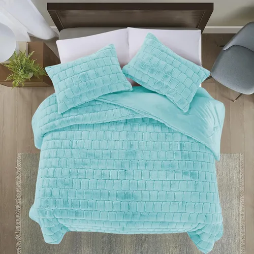 Miniatura 3 de Elegant Comfort Lujoso juego de edredón de piel sintética esponjosa de 3 piezas – Alternativa de plumón cálida para todas las estaciones – Ultra