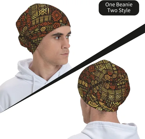 Miniatura 16 de Gorro africano holgado para adultos, tejido elástico, de calavera, gorro de invierno para exteriores para mujeres y hombres