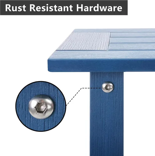 Miniatura 5 de Mesa auxiliar doble Adirondack para exterior de Meluvici, resistente a la intemperie, mesa de extremo rectangular para patio al aire libre para Azul