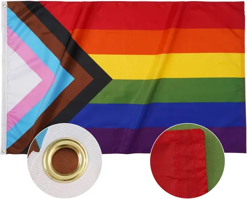 Miniatura 8 de SYII Progress Pride Rainbow LGBT - Bandera de jardín LGBT de 12 x 18 pulgadas, banderas gay transgénero de doble cara para pared de patio al aire
