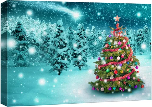 Miniatura 40 de wall26 Lienzo Impreso Arte de Pared Papá Noel Árbol de Navidad Chimenea Celebraciones y Fiestas Ilustración Decorativa Arte Moderno Escénico