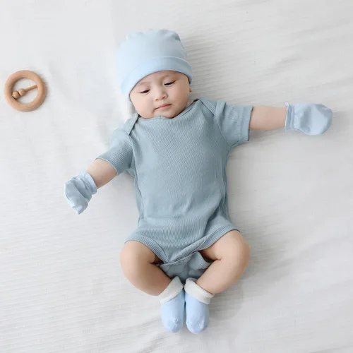Miniatura 42 de Body de manga corta para bebé recién nacido, ropa de algodón de una pieza, 5 unidades, 0-12 meses