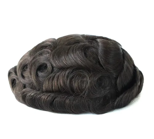 Miniatura 3 de HAIR NATURE Cabello humano Toupee para hombre, sistemas de reemplazo de cabello para hombres, 0.005 in polivinílico anudado festoneado frontal #3