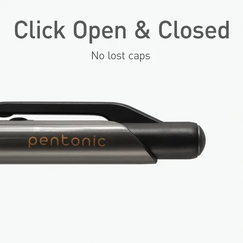 Miniatura 5 de Pentonic GR-T Bolígrafos de gel retráctiles, 10 unidades, tinta negra, punta fina de 0.7 mm, escritura suave para diario, toma de notas, oficina