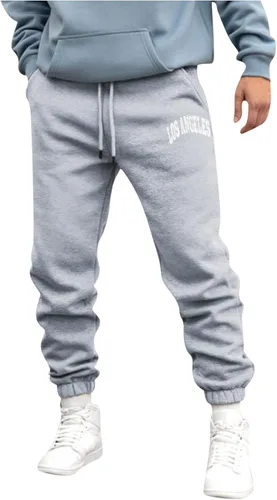Pantalones deportivos con estampado de letras funky para hombre, Los Ángeles, California, vintage, con cordón, pantalones deportivos con forro polar