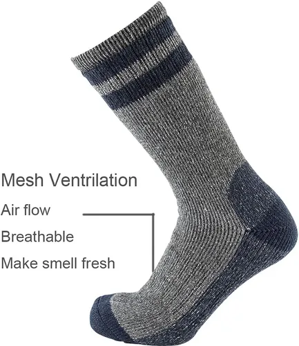 Miniatura 4 de Cerebro Calcetines de lana merino para hombre, calcetines acolchados a media pantorrilla que absorben la humedad, calcetines de senderismo