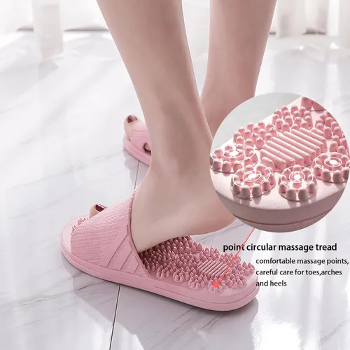 Miniatura 4 de Acupressure Massage Slippers Therapeutic Reflexology Sandals for Foot Acupoint Massage Shiatsu Arch Pain Relief Non-Slip Massage Shoes for Bath Azul
