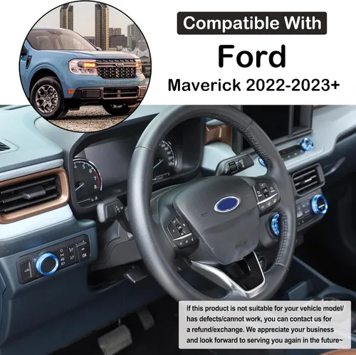 Miniatura 2 de Aunginsy Cubierta circular de botón de volumen para consola central de aire acondicionado compatible con Ford Maverick 2022-2024, botón de Azul