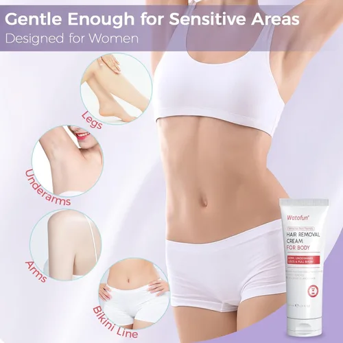Miniatura 6 de Crema depilatoria corporal para mujeres con gel de aloe para piel sensible, crema depilatoria sin dolor de 5 minutos para brazos, axilas, piernas