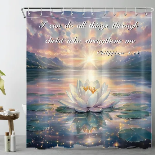 Miniatura 21 de LB Cortina de ducha asiática de piedra zen, cortina de ducha japonesa para baño, cortinas de baño de tela negra de 48 x 72 pulgadas con ganchos