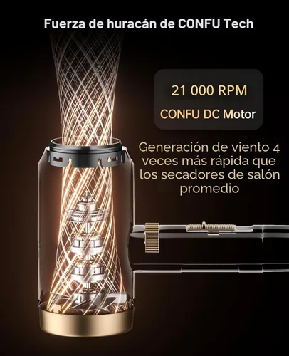 Miniatura 3 de Secador de pelo, secador de pelo CONFU con difusor, secador de pelo profesional 21000PRM, secador de pelo iónico negativo portátil ligero de secado