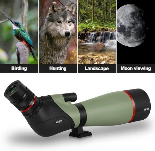 Miniatura 5 de Gosky 20-60X80 HD Telescopio Terrestre de Enfoque Dual, Prisma BAK4 Ocular Angular de 45 Grados con Trípode, Adaptador para Smartphone, Telescopio