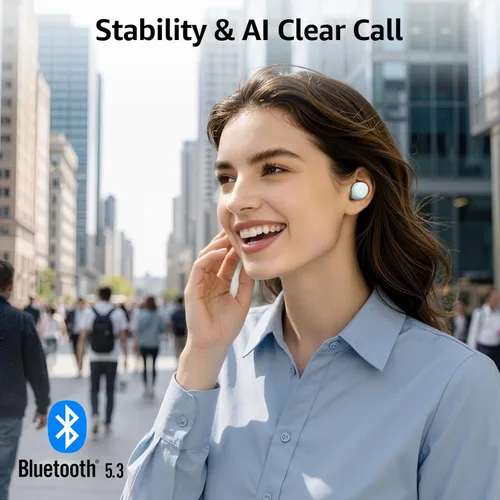 Miniatura 8 de TOZO Auriculares inalámbricos T6, auriculares Bluetooth 5.3, sonido estéreo en el oído, 50 horas de reproducción, estuche de carga inalámbrica, Azul