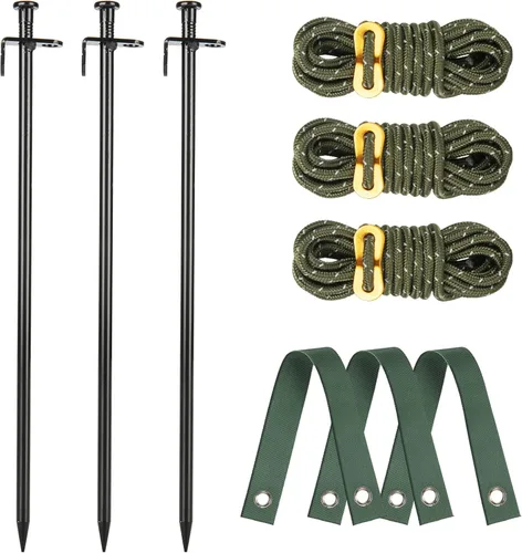 Miniatura 8 de Kit de estacas de árbol resistente, estacas de acero de 11.8 pulgadas y soportes para árbol joven, antiviento fuerte, kit de enderezamiento