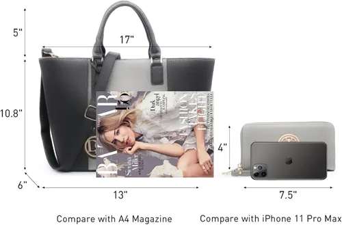 Miniatura 24 de Dasein Satchel Purse Handbag for Women Large Shoulder Work Tote Bag With Matching Wallet