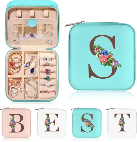 Yesteel Regalos para mujeres y ella, organizador de joyas de viaje, pequeño estuche de viaje, mini joyero, organizador de viaje, anillo collar,