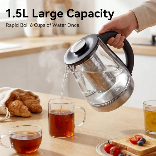 Miniatura 6 de Hervidor eléctrico con infusor, hervidor de agua caliente, hervidor de té eléctrico con control preciso de temperatura, protección contra hervir