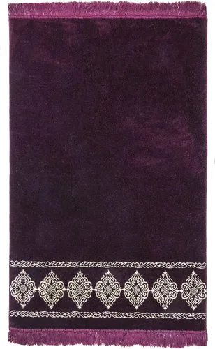Miniatura 5 de Modefa Alfombra de oración islámica turca, grande y ancha, de terciopelo suave, Janamaz, cómoda alfombra de oración musulmana para hombres y Ciruela