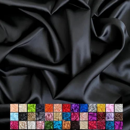 Miniatura 14 de Yard - Tela de satén sedosa elástica de alta calidad - Tela para vestidos y faldas - Suave como la seda, brillo metálico, ideal para bodas y diseño