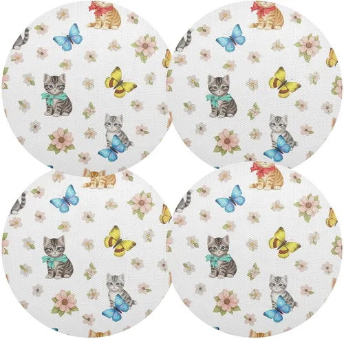 Miniatura 2 de Playful Kittens Table Placemat, Non Slip Heat Resistant Dinner Mat for Kitchen one sizex4