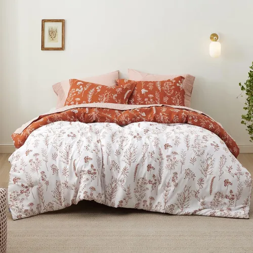 Miniatura 6 de Bedsure - Juego de edredón de tamaño California king, 3 piezas, bonito, con estampado floral, 1 suave edredón reversible con diseño botánico de 10