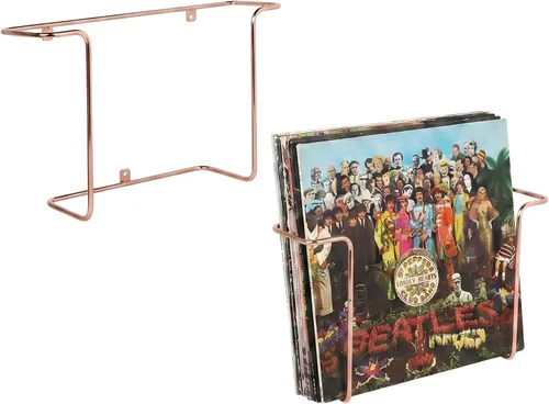 MyGift Moderno estante de almacenamiento de discos de vinilo de alambre de metal, soportes para discos de vinilo colgantes, estantes flotantes para