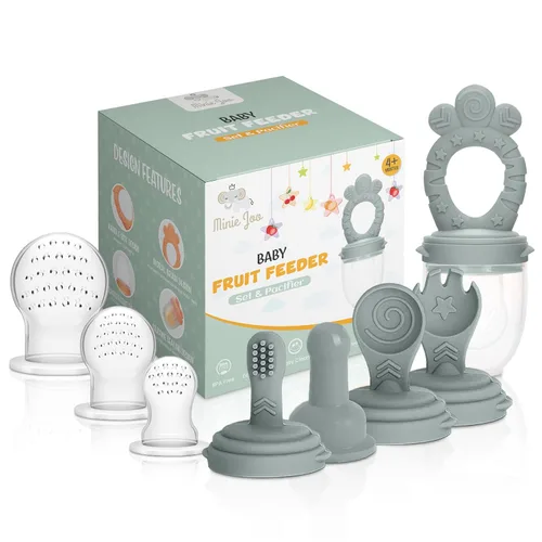 Miniatura 7 de Juego de alimentador de frutas para bebés, alimentador de alimentos frescos de silicona sin BPA con 3 tetinas de repuesto, alimentador de dentición