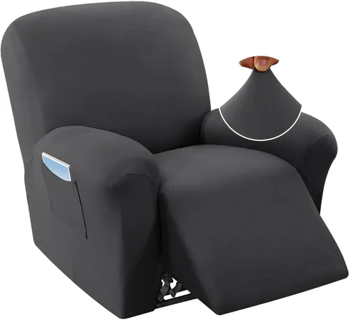 Miniatura 7 de H.VERSAILTEX Fundas para sillas reclinables de vellón mejoradas, funda elástica y lavable, 1 pieza, protector de muebles para mascotas, fundas Gris