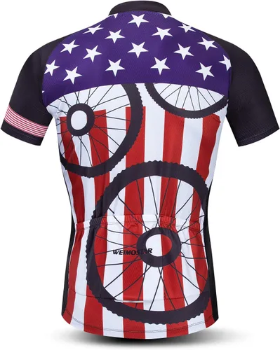 Miniatura 9 de Weimostar Hombre Ciclismo Jersey Manga Corta Bicicleta Ropa Multicolor Diamante