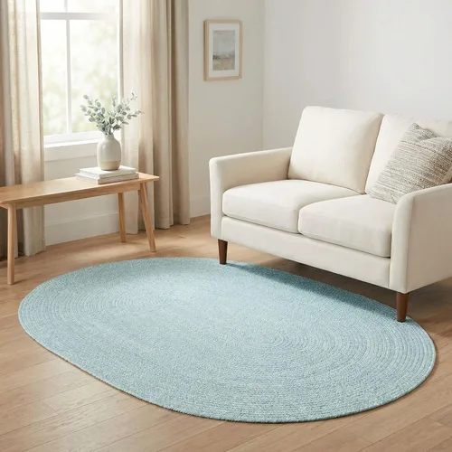 Miniatura 36 de Super Area Rugs Farmhouse - Alfombra trenzada de algodón reversible para cocina, gris y blanco, 4 x 6 pies, ovalada