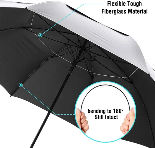 Miniatura 5 de G4Free Paraguas enorme de golf con protección UV, apertura automática, resistente al viento, paraguas de gran tamaño, extra grande, ventilado, doble